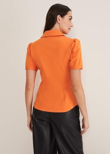 Phase Eight Shaden Zip Front Ponte Shirts Orange Canada | DXHSBT-063